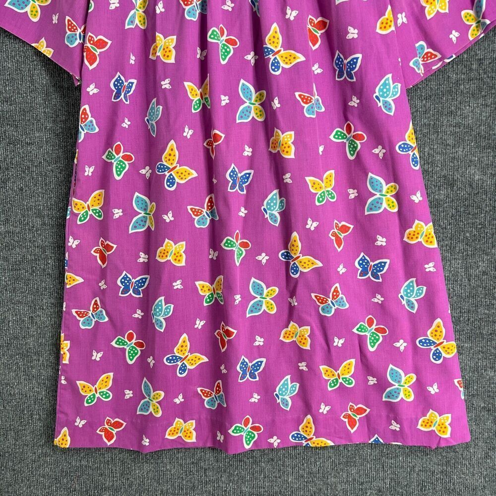 Vintage Sabrina Mervyns Womens House Dress MuuMuu Size 14 Purple Butterfly Print - Picture 6 of 11